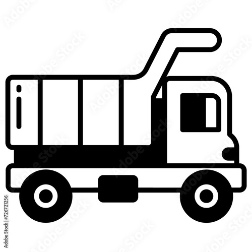 Dump Truck glyph and line vector illustration