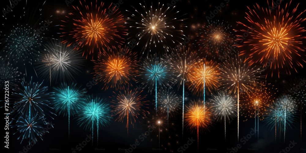 firework with bright colors on a black background