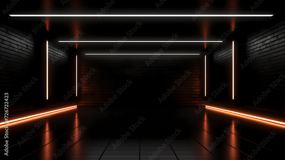 Empty room with neon space for design Empty room with neon space for design