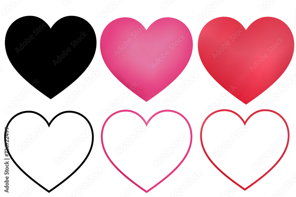 set of hearts icon shaped clipart ,vector illustration Valentines Day concept