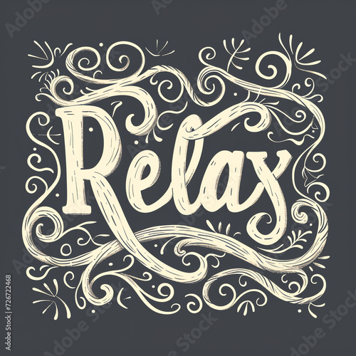 Hand-Drawn 'Relax' Text Doodle on Anthracite Background