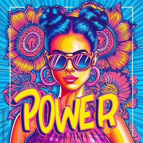Women Power retro design for poster, sticker, banner, and book cover