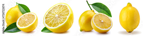Lemon isolated on white background, collection photo