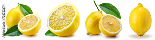 Lemon isolated on white background, collection