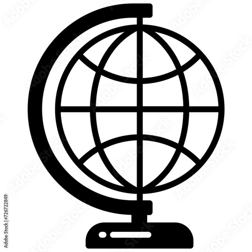 Earth globe glyph and line vector illustration