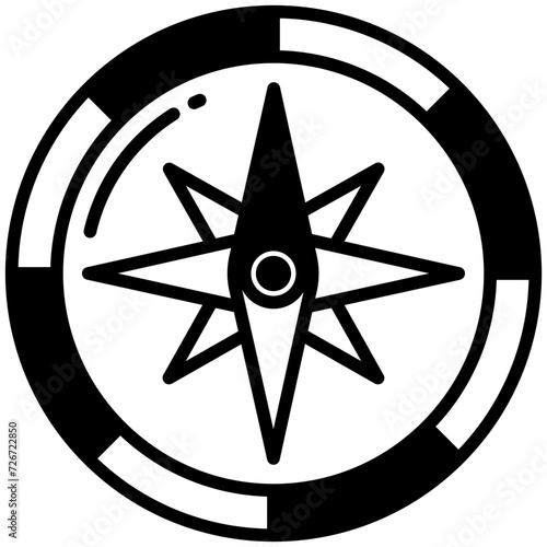 Compass glyph and line vector illustration