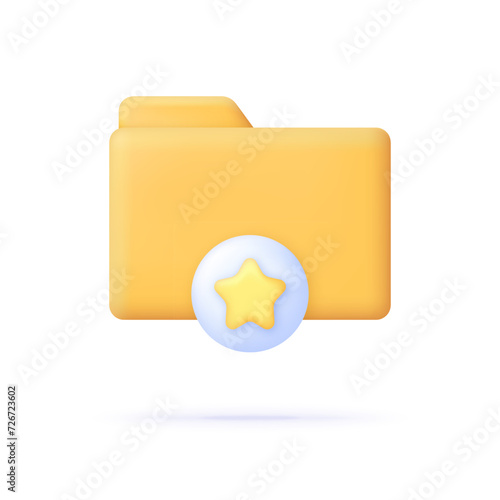 3D Folder bookmark for favorite media file. Best, favorite, rating symbol