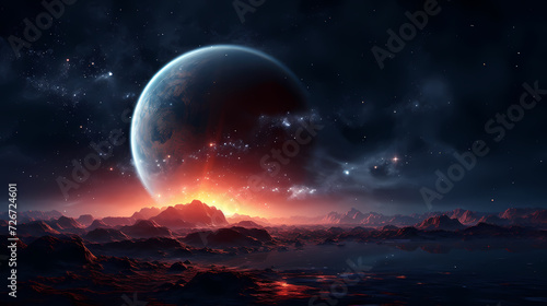 Space galaxy background, 3D illustration of nebulae in the universe