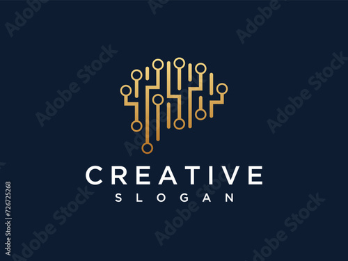 Brain connection logo design .Digital Brain Logo Design Template