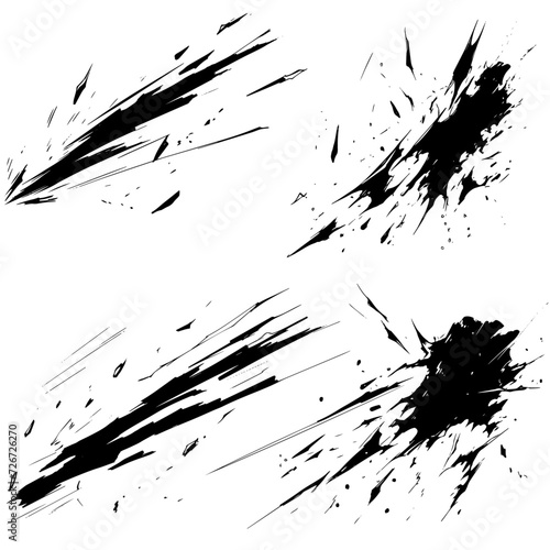 set of power blast comic action effect drawing lines isolate white background generated with AI 