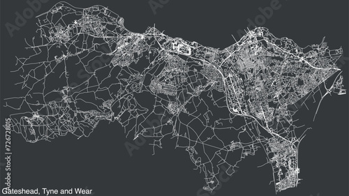 Street roads map of the METROPOLITAN BOROUGH OF GATESHEAD, TYNE AND WEAR photo