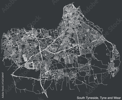 Street roads map of the METROPOLITAN BOROUGH OF SOUTH TYNESIDE, TYNE AND WEAR photo