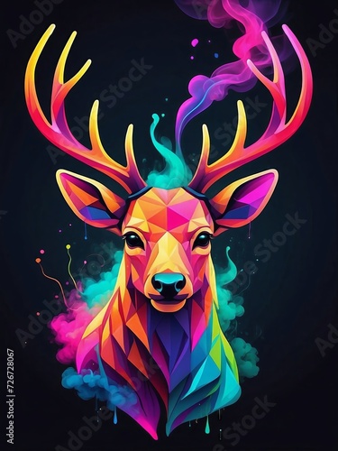 Colorful illustration of a deer. Generative AI.