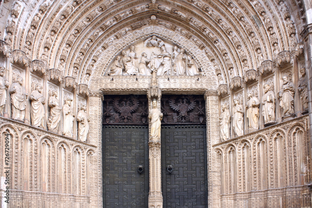 Door of Cathedral of Saint Mary in Toledo, Spain