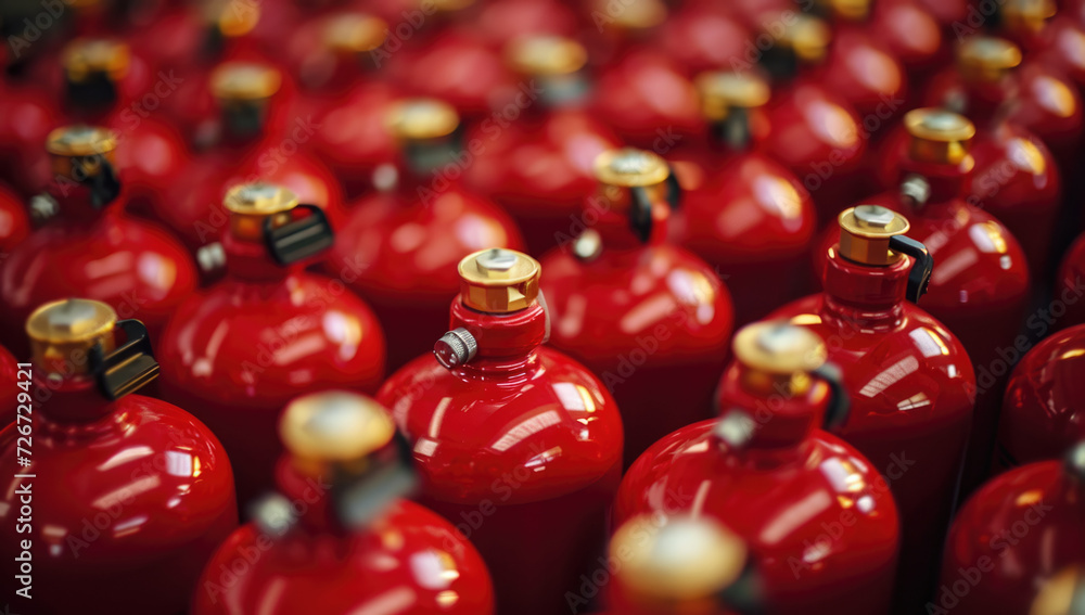fire extinguishers lined up in a building fire extinguishers lined up in a building