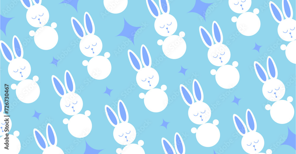 Pattern for fabric/gender party cards. Girl and boy, bunny on pink and blue background. Baby announcement card design element rabbit. Sweet Bunny on blue background. Baby shower Pattern for fabric/gender party cards. Girl and boy, bunny on pink and blue background. Baby announcement card design element rabbit. Sweet Bunny on blue background. Baby shower