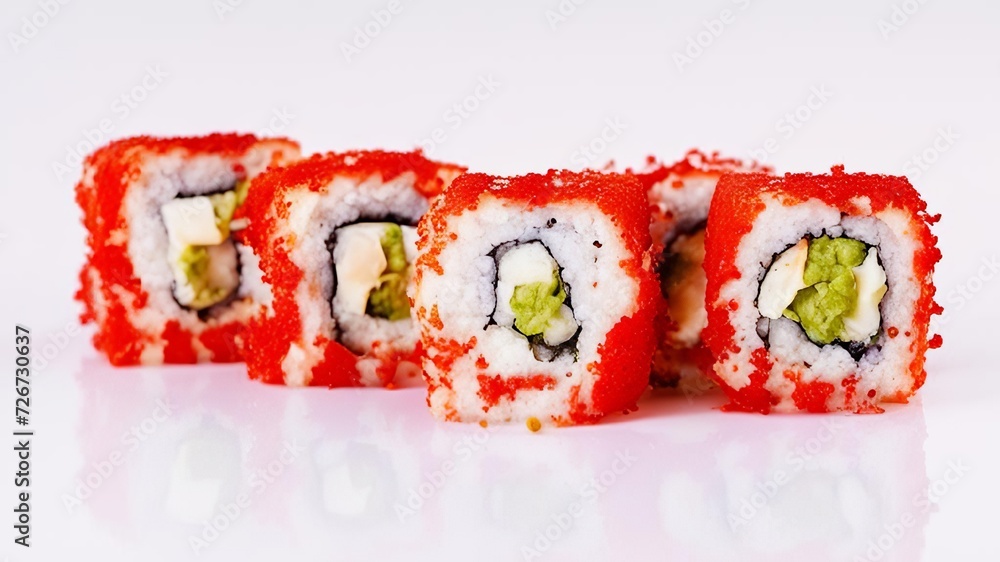 Rolls with delicious filling on a light background. Rolls with delicious filling on a light background.