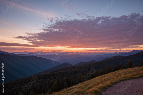 Beautiful sunset sky in the mountains. © Unnamed  Bird