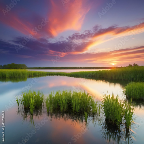 sunset over the lake