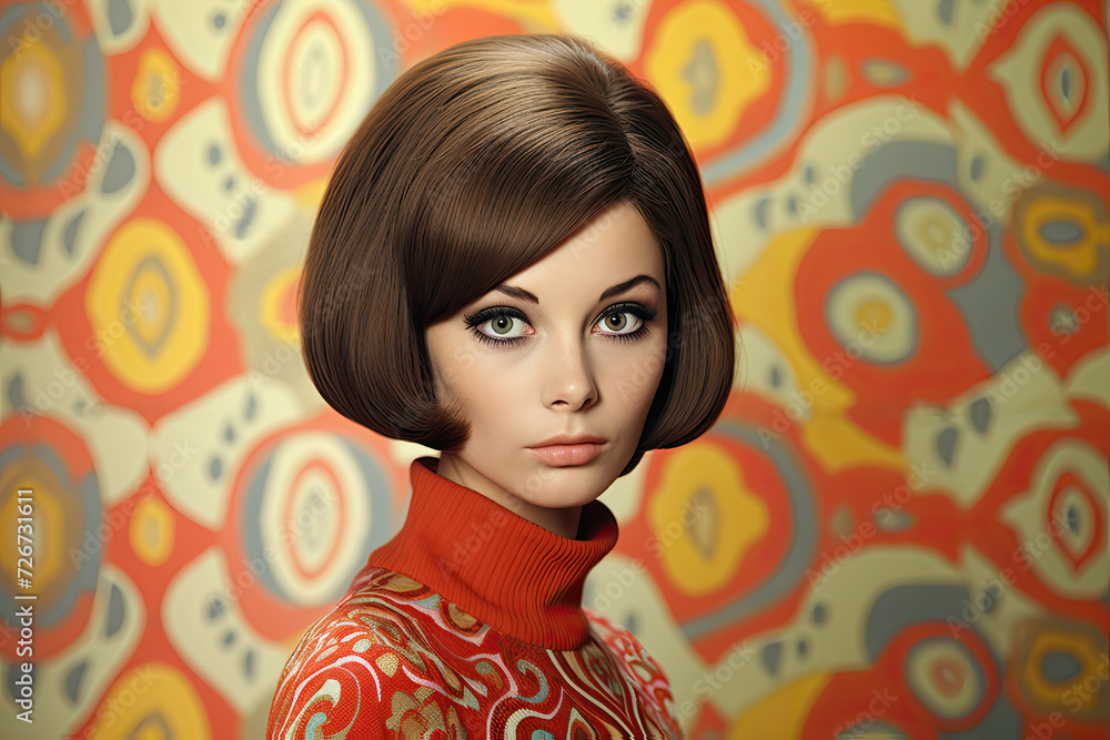 portrait of young woman in style of 1960's