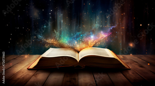 book with the colorful universe coming out of it