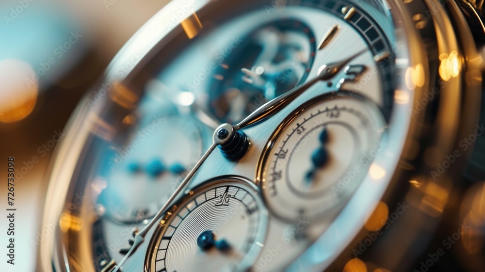 Fototapeta premium Elegant wristwatch close-up, capturing the fine details and craftsmanship in celebration of National Watch Day