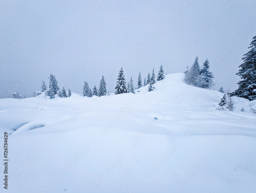 Winter ski resort Passy Plaine Joux, Alps, France, fresh snow Winter ski resort Passy Plaine Joux, Alps, France, fresh snow