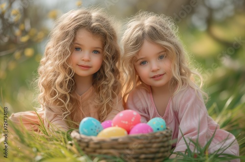 Easter Bunny Egg Hunt Delight: Kids in the Garden with Easter Decorations