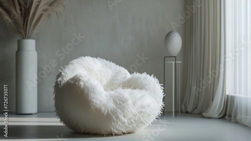 Minimalist White Feathered Chair: Inviting and Trendy Cozy Seating Armchair