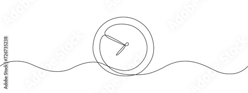 A continuous one line drawing of a clock. Vector illustration handdrawn style