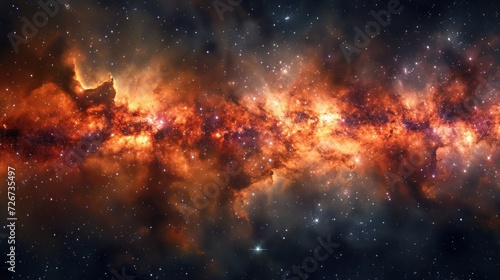  a space filled with lots of stars next to a bright orange and red star filled sky with lots of stars.