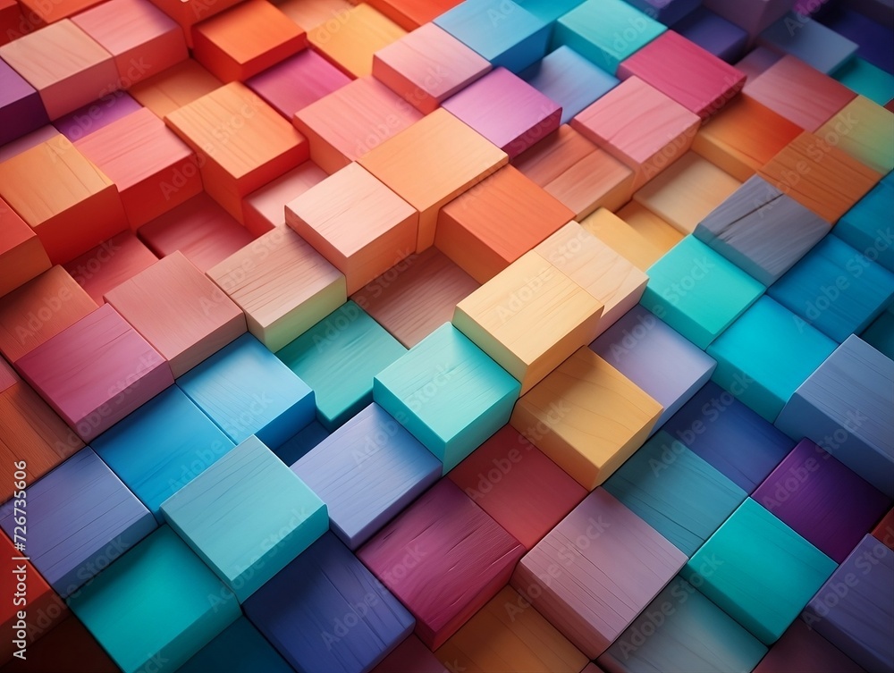 Colorful wooden block board art Colorful wooden block board art