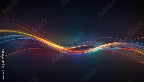 Many light streaks, colored wave, in the style of movement and spontaneity captured, dark teal and light red, light black and yellow background. 