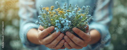 Wildflowers in hands.