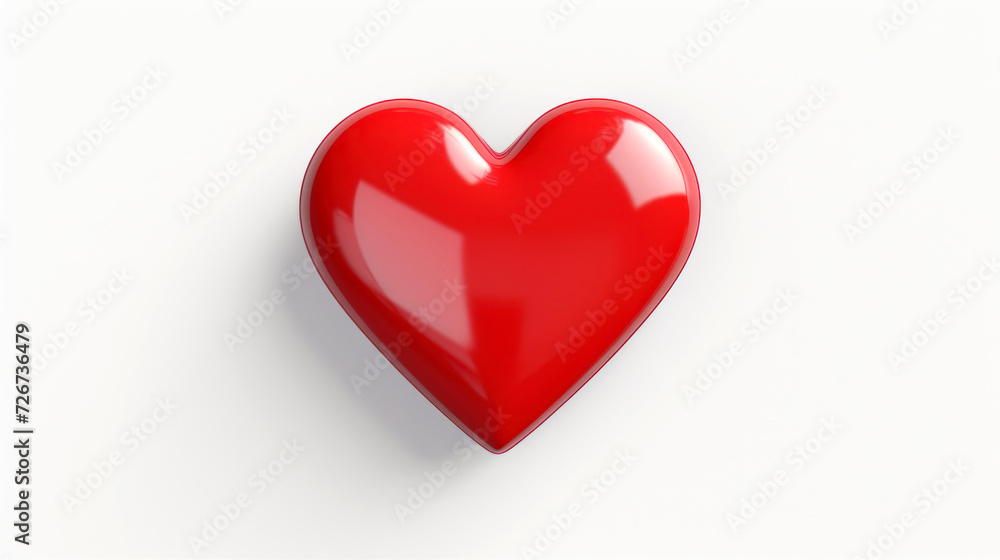 3d red heart icon isolated on white background. Heart, love, romance or valentine's day