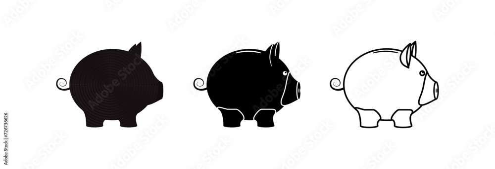 Piggy bank icon on a white background. Piggy bank icon on a white background.