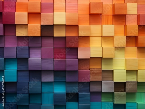 Colorful wooden block board art