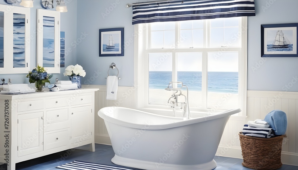 bright bathroom with blue and white decor bright bathroom with blue and white decor