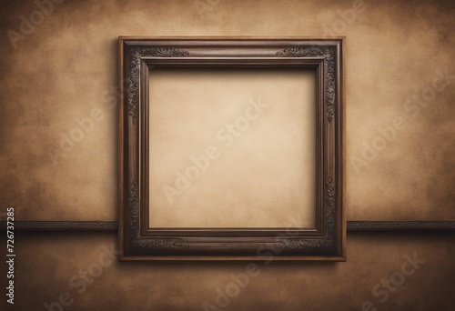 Blank wood frame with an old rustic vintage paper Artwork template