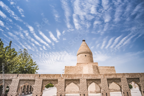 Mausoleum of Chashmai Ayub in the ancient city of Bukhara in Uzbekistan on a warm summer sunny day photo