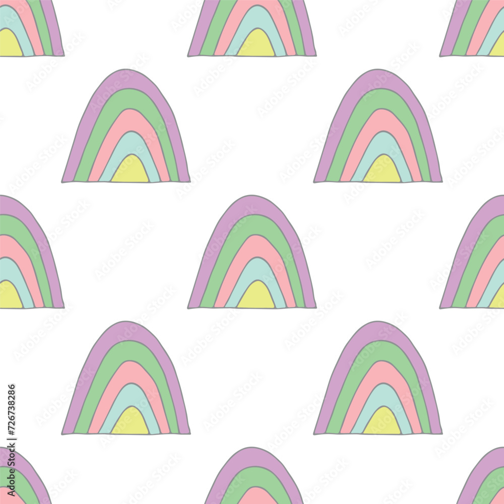 Seamless pattern with rainbow doodle for decorative print, wrapping paper, greeting cards, wallpaper and fabric Seamless pattern with rainbow doodle for decorative print, wrapping paper, greeting cards, wallpaper and fabric