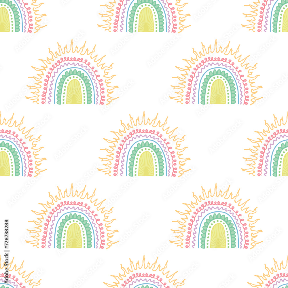 Seamless pattern with rainbow doodle for decorative print, wrapping paper, greeting cards, wallpaper and fabric Seamless pattern with rainbow doodle for decorative print, wrapping paper, greeting cards, wallpaper and fabric