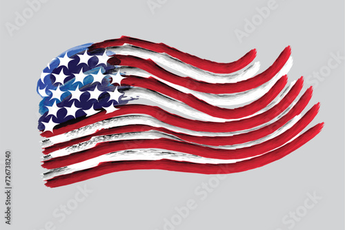 USA flag watercolor design happy fourth july grunge retro patriotic symbol banner poster background template