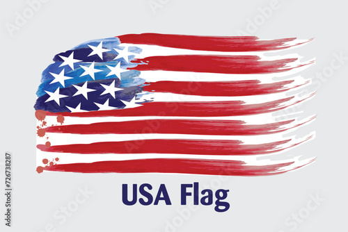 USA flag watercolor design happy fourth july grunge patriotic symbol banner poster background template