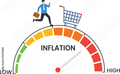 Inflation causing grocery price rising up, more expense, cost and spending, economic crisis or consumer price rising up concept,
