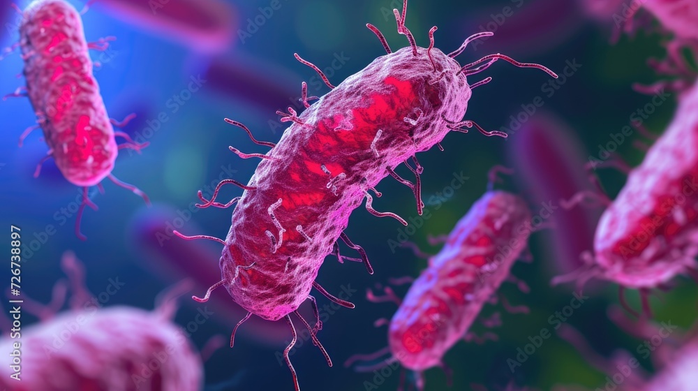 Detailed Visualization of Bacteria Germs Under Microscopic Magnification in a Laboratory Detailed Visualization of Bacteria Germs Under Microscopic Magnification in a Laboratory