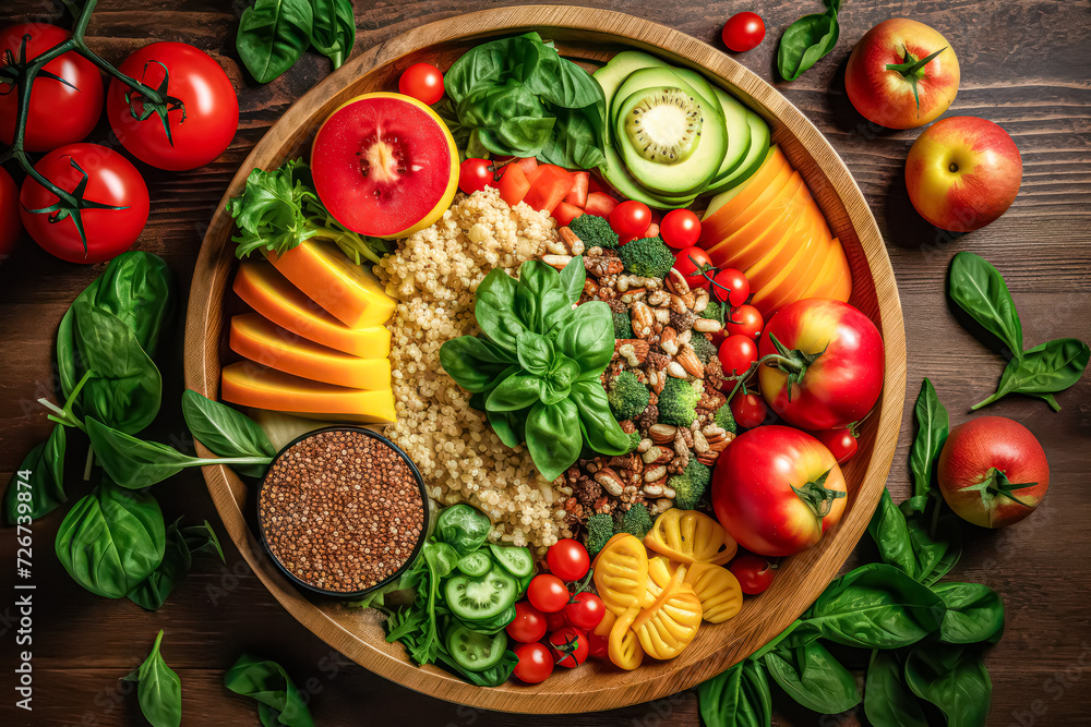 A vibrant array of assorted raw organic vegetables artfully arranged, enticingly promoting a healthy detox diet for a nutritious lifestyle. A vibrant array of assorted raw organic vegetables artfully arranged, enticingly promoting a healthy detox diet for a nutritious lifestyle.