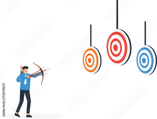 Aiming multiple targets in one shot, Aim for business growth and success concept,
