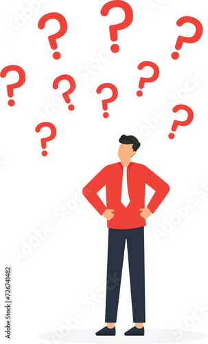 Uncertainty or confusion and decision making, Choosing options or choices, Answer for question or solution, Problem solving and make decision with many question marks concept, 