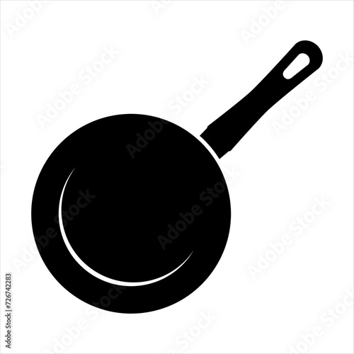  Cooking pan sign in top view. Frying pan black icon. Vector illustration isolated on white background.